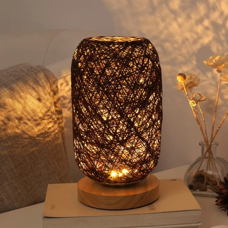 Decor Lighting Wooden Twine Led Night Light Creative USB Plug Table Lamp Romantic Dimming Switch Bedside Lamp Bedroom