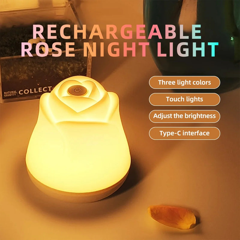 Night Lights for Bedroom Sleeping Lamp Rose Decor Light USB Charging Touch Led Lights For Christmas Gift House Decoration light