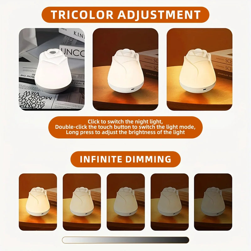 Night Lights for Bedroom Sleeping Lamp Rose Decor Light USB Charging Touch Led Lights For Christmas Gift House Decoration light
