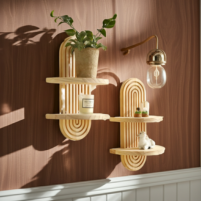 Boho Wooden Wall Shelves